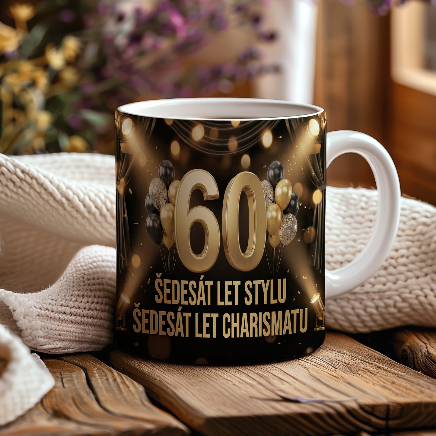 Narozeninový hrnek 60 let – ŠEDESÁT LET STYLU ŠEDESÁT LET CHARISMATU