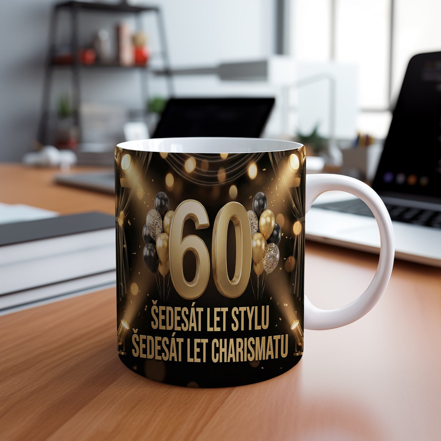 Narozeninový hrnek 60 let – ŠEDESÁT LET STYLU ŠEDESÁT LET CHARISMATU