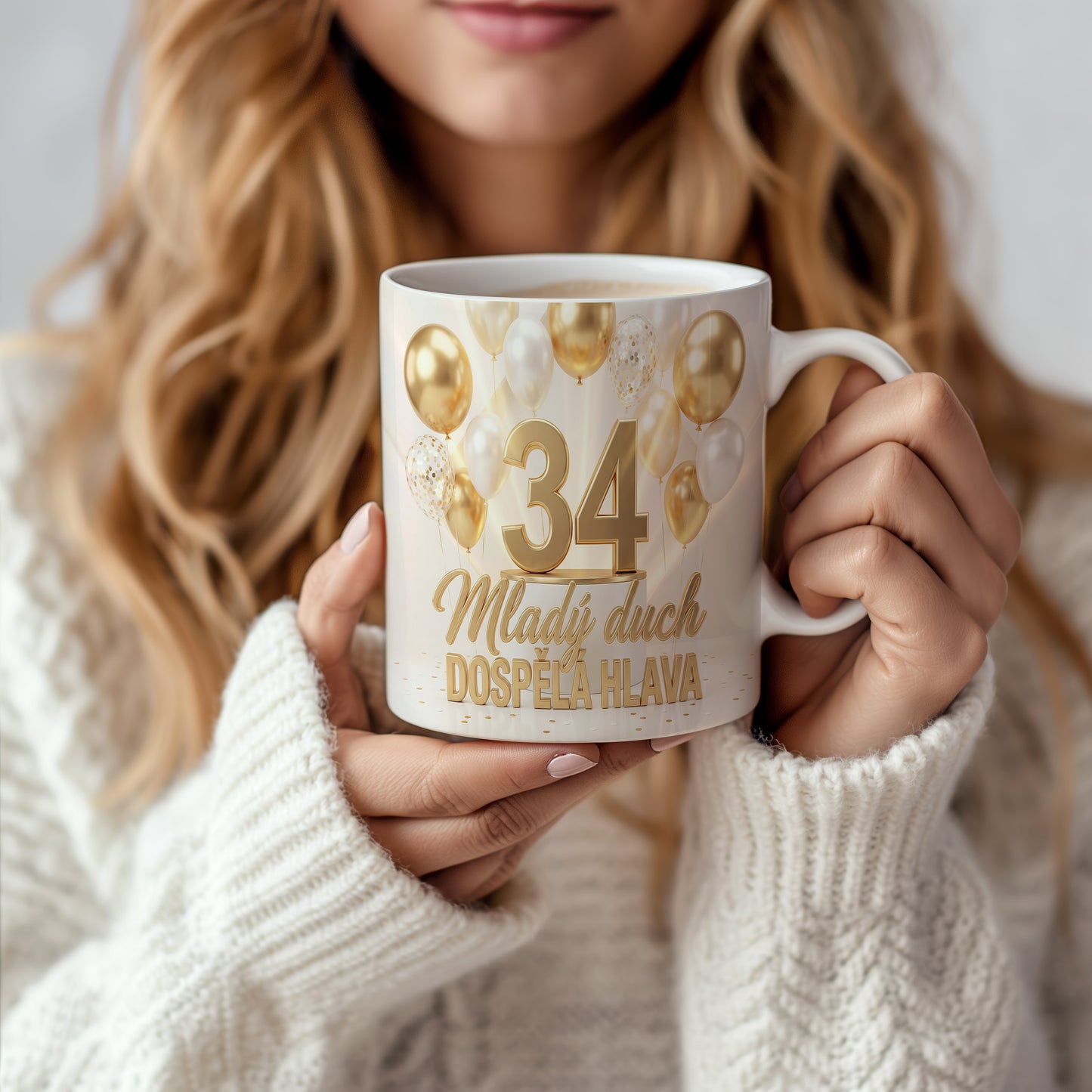Narozeninový hrnek 34 let – Mladý duch, dospělá hlava