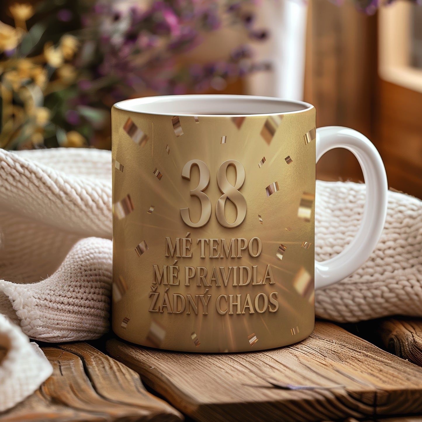 Narozeninový hrnek 38 let – MÉ TEMPO MÉ PRAVIDLA ŽÁDNÝ CHAOS