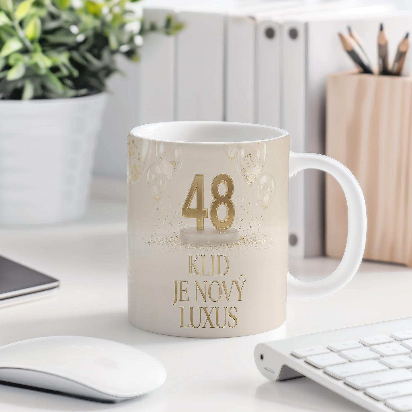 Narozeninový hrnek 48 let – KLID JE NOVÝ LUXUS
