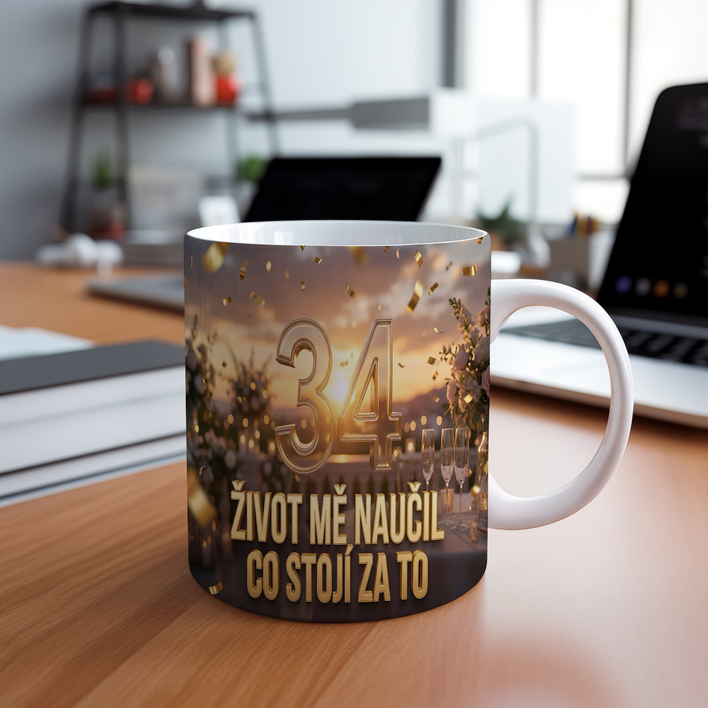 Narozeninový hrnek 34 let – ŽIVOT MĚ NAUČIL CO STOJÍ ZA TO