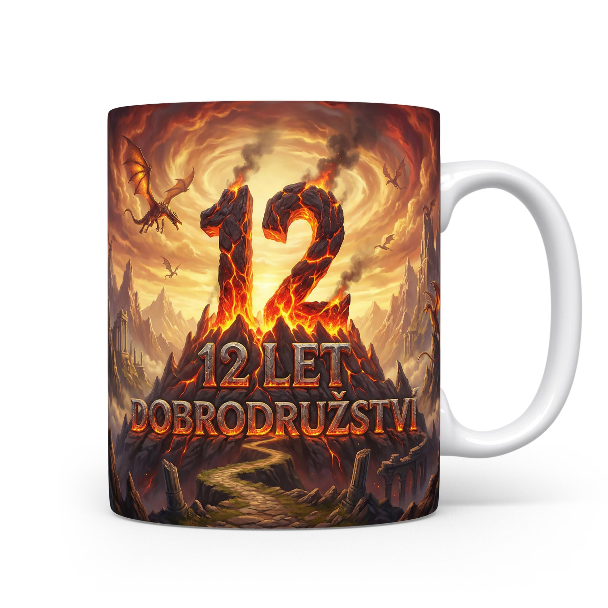 Hrnček s nápisem 12 let dobrodružství