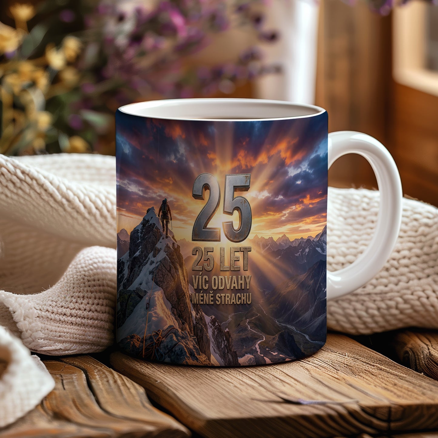 Narozeninový hrnek 25 let – 25 LET VÍC ODVAHY MÉNĚ STRACHU
