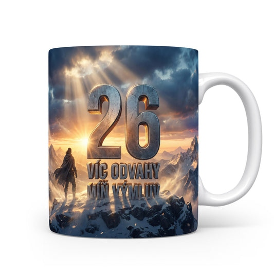 Narozeninový hrnek s číslem 26 a motivačním textem