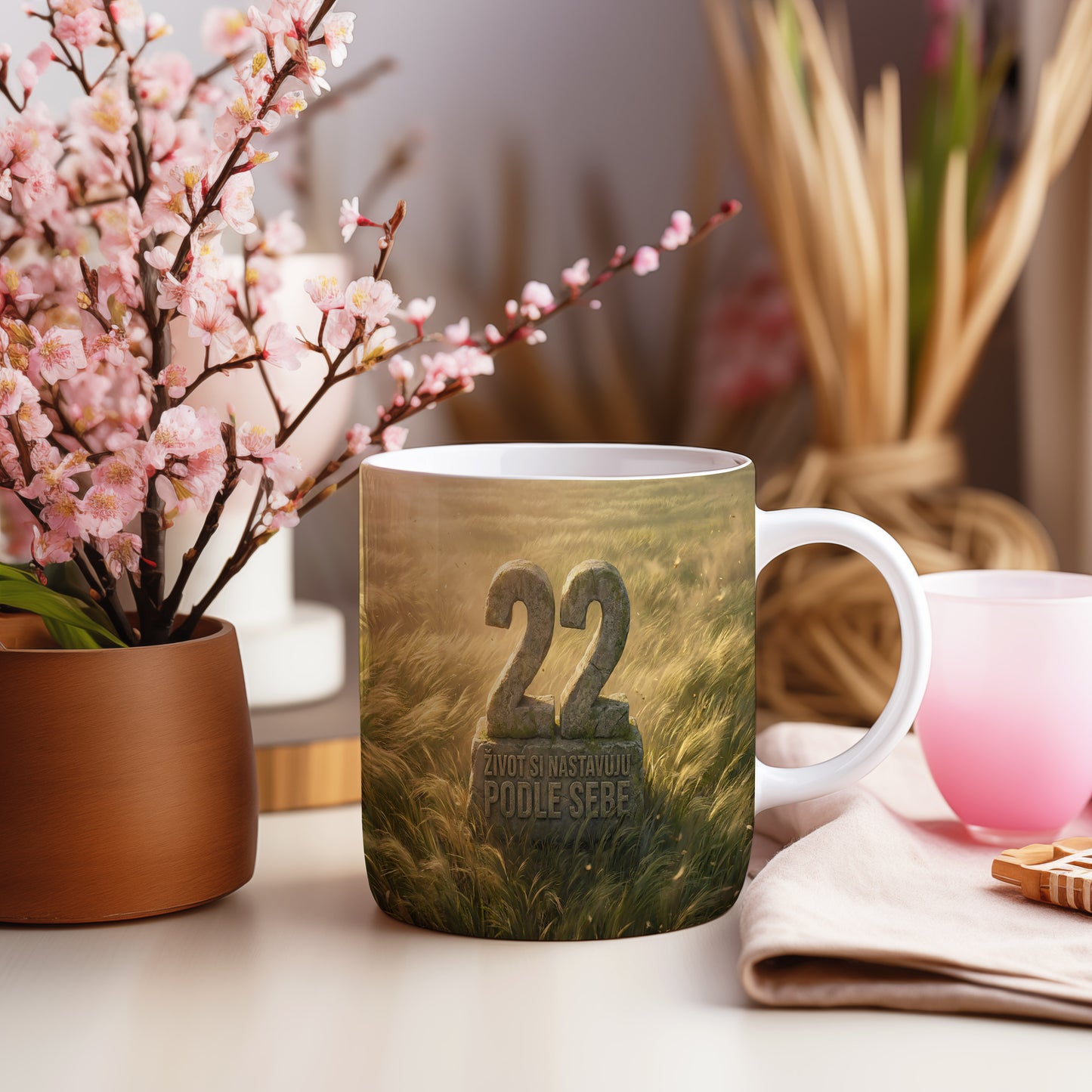 Narozeninový hrnek 22 let – ŽIVOT SI NASTAVUJU PODLE SEBE