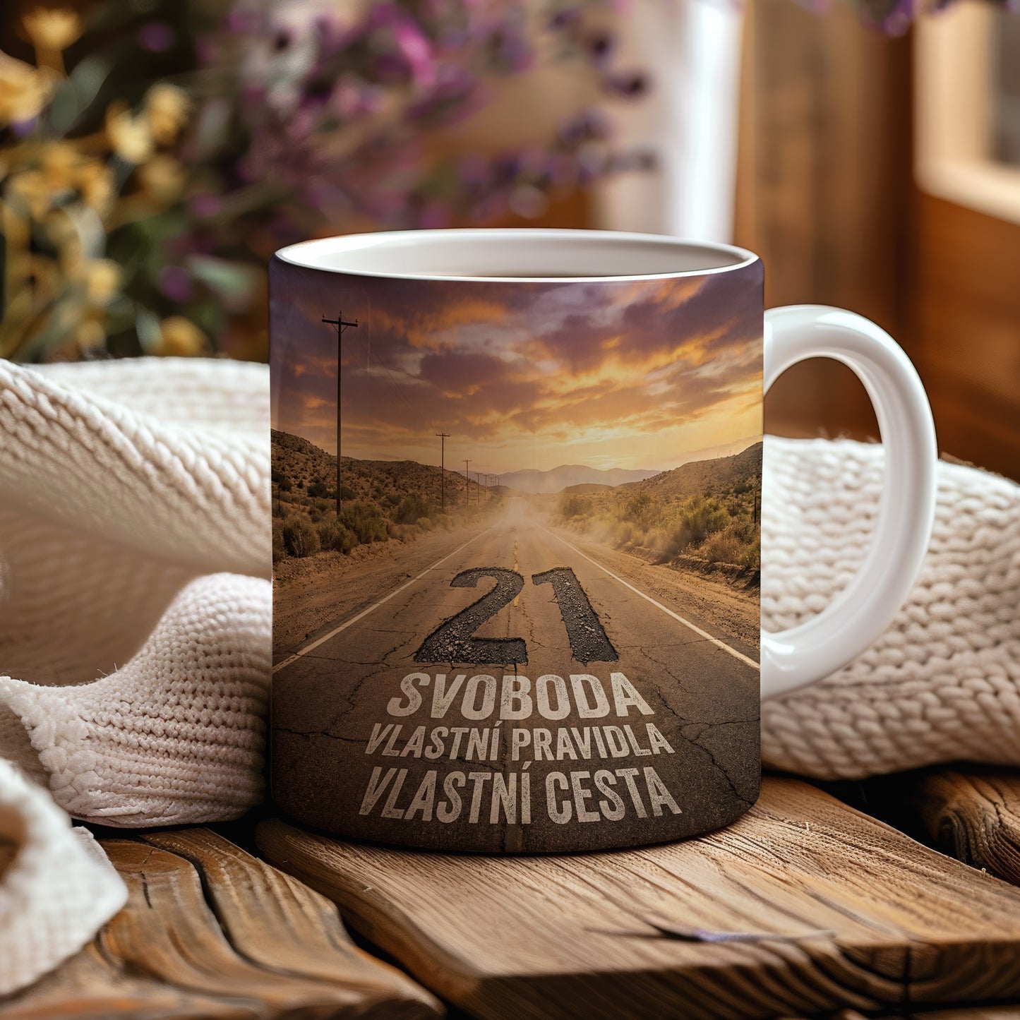 Narozeninový hrnek 21 let – SVOBODA VLASTNÍ PRAVIDLA VLASTNÍ CESTA