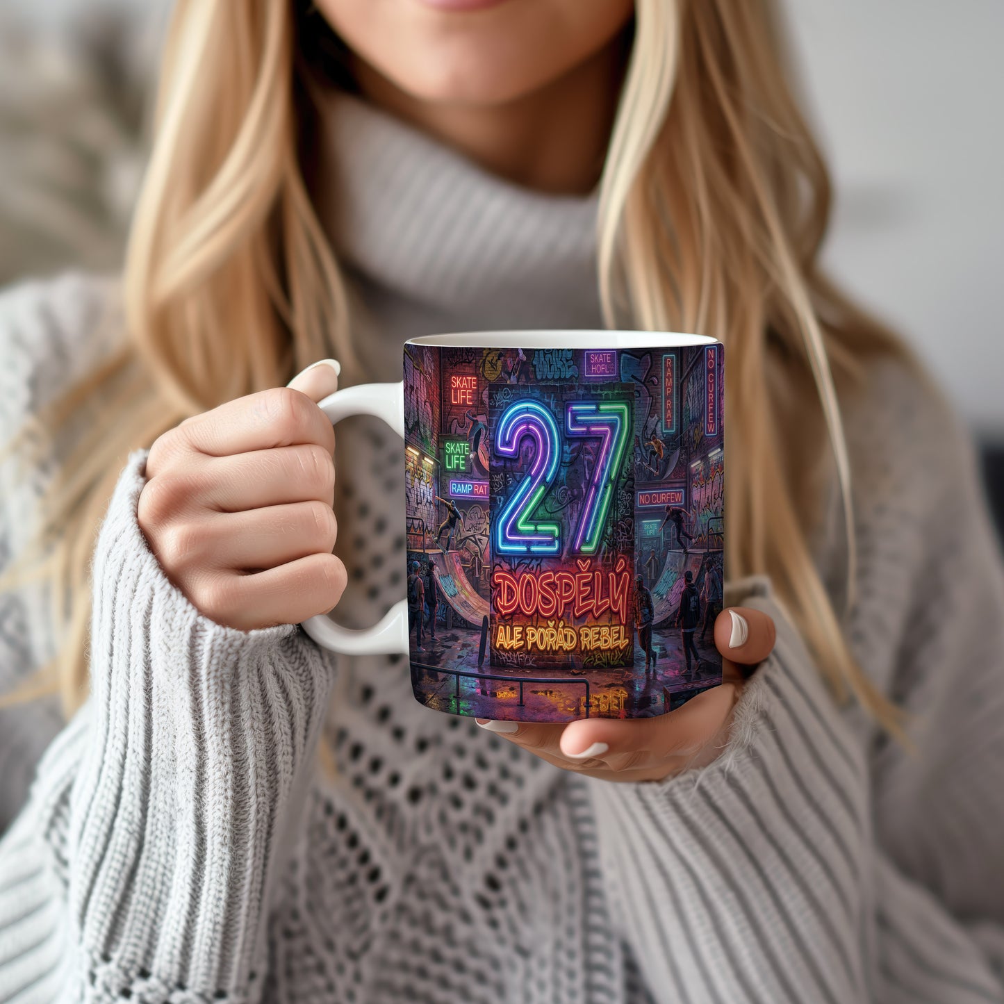 Narozeninový hrnek 27 let – DOSPĚLÝ ALE POŘÁD REBEL