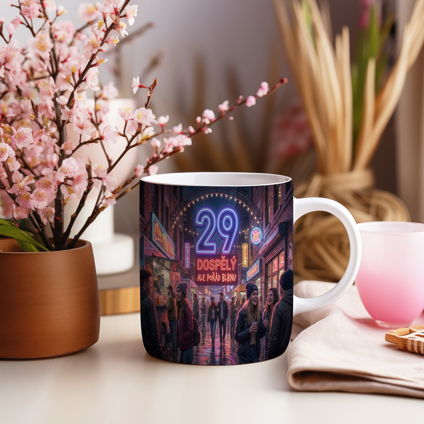 Narozeninový hrnek 29 let – DOSPĚLÝ ALE POŘÁD BLBNU