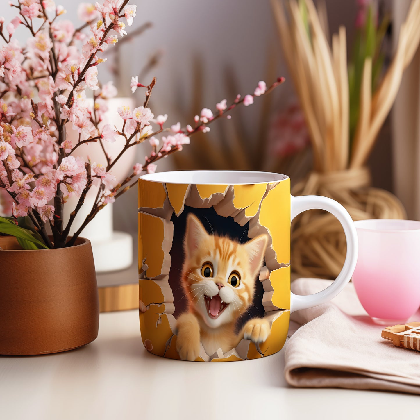 Hrnek s roztomilou kočkou – 3D efektem