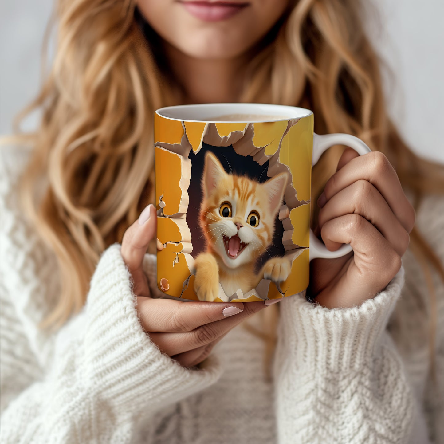 Hrnek s roztomilou kočkou – 3D efektem