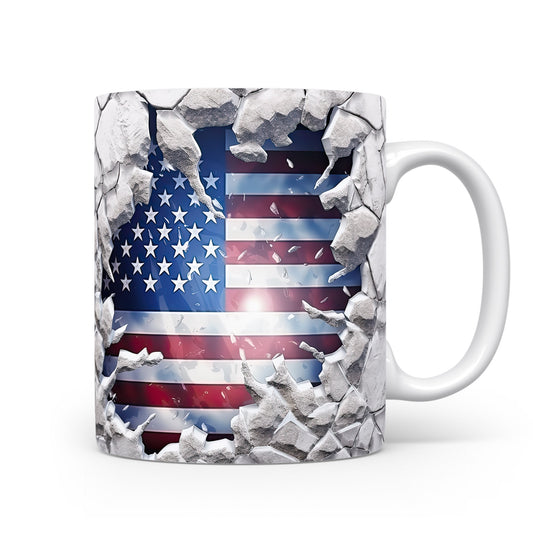 Hrnek s prasklým motivem USA
