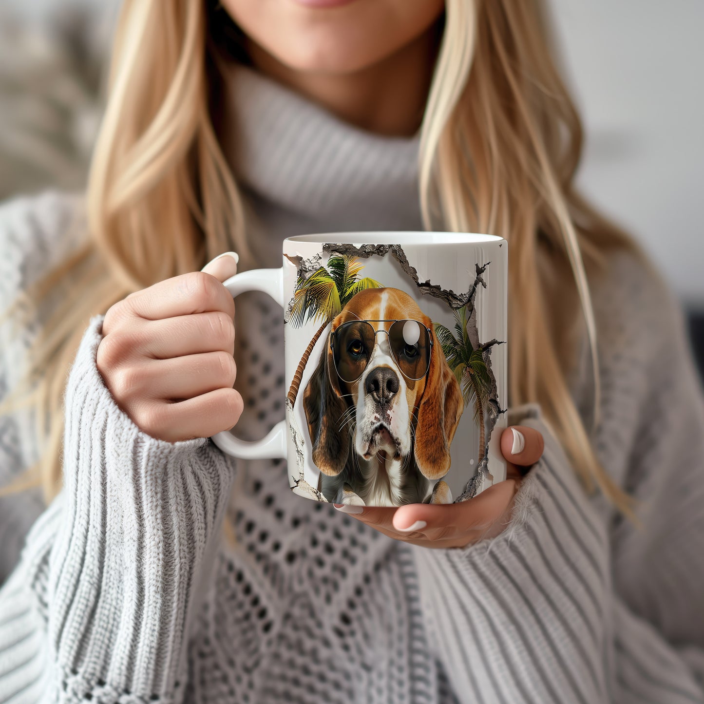 Hrnek s beagle psem v brýlích