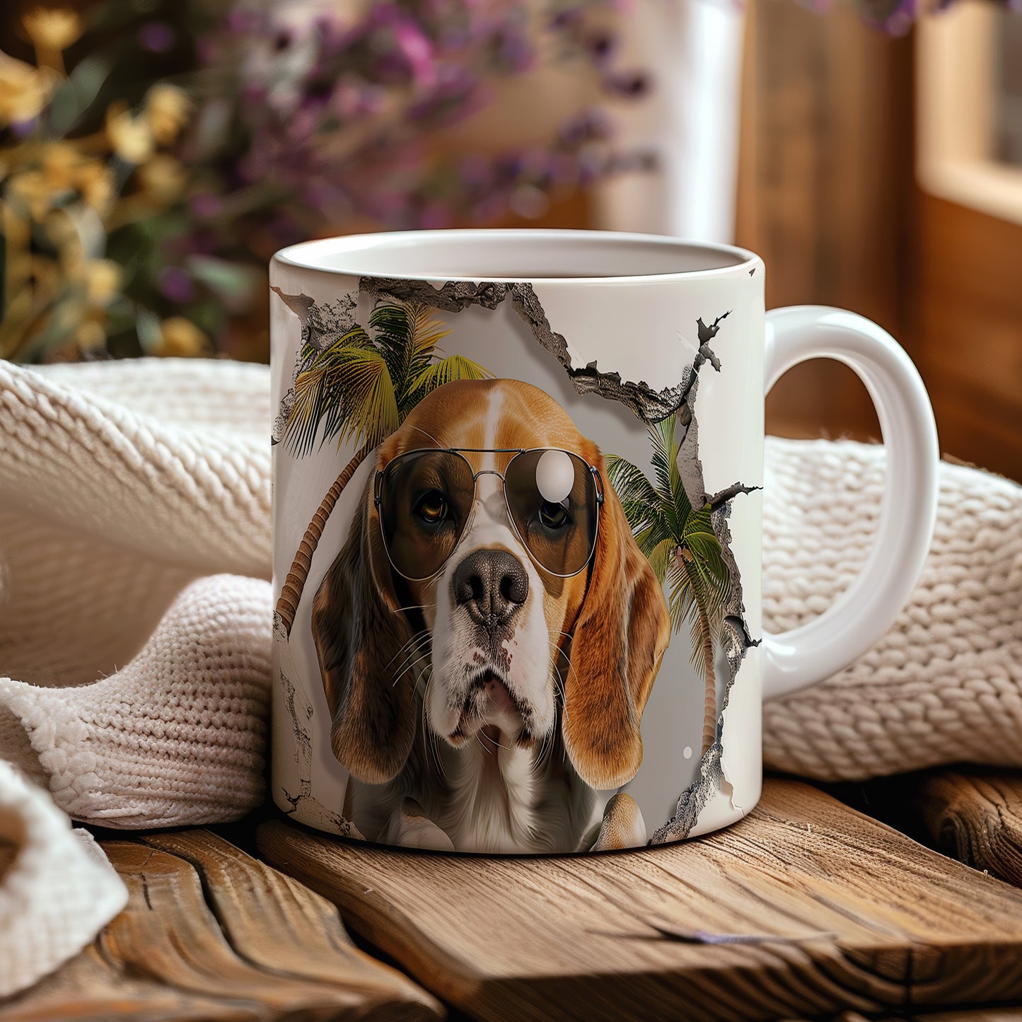 Hrnek s beagle psem v brýlích