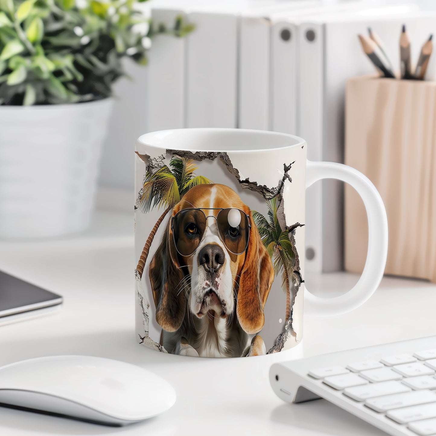 Hrnek s beagle psem v brýlích