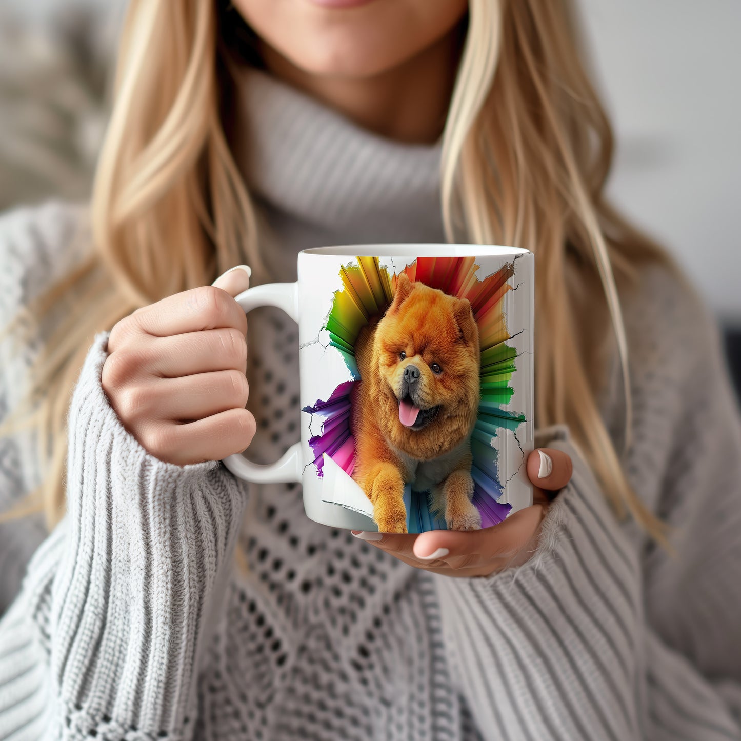Hrnek s chow-chow špicem a 3D efektem