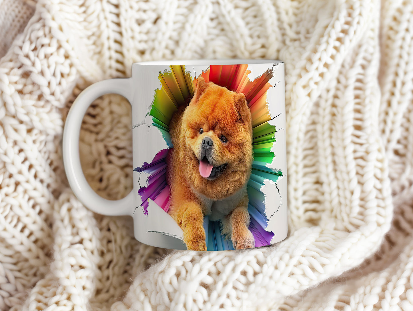 Hrnek s chow-chow špicem a 3D efektem