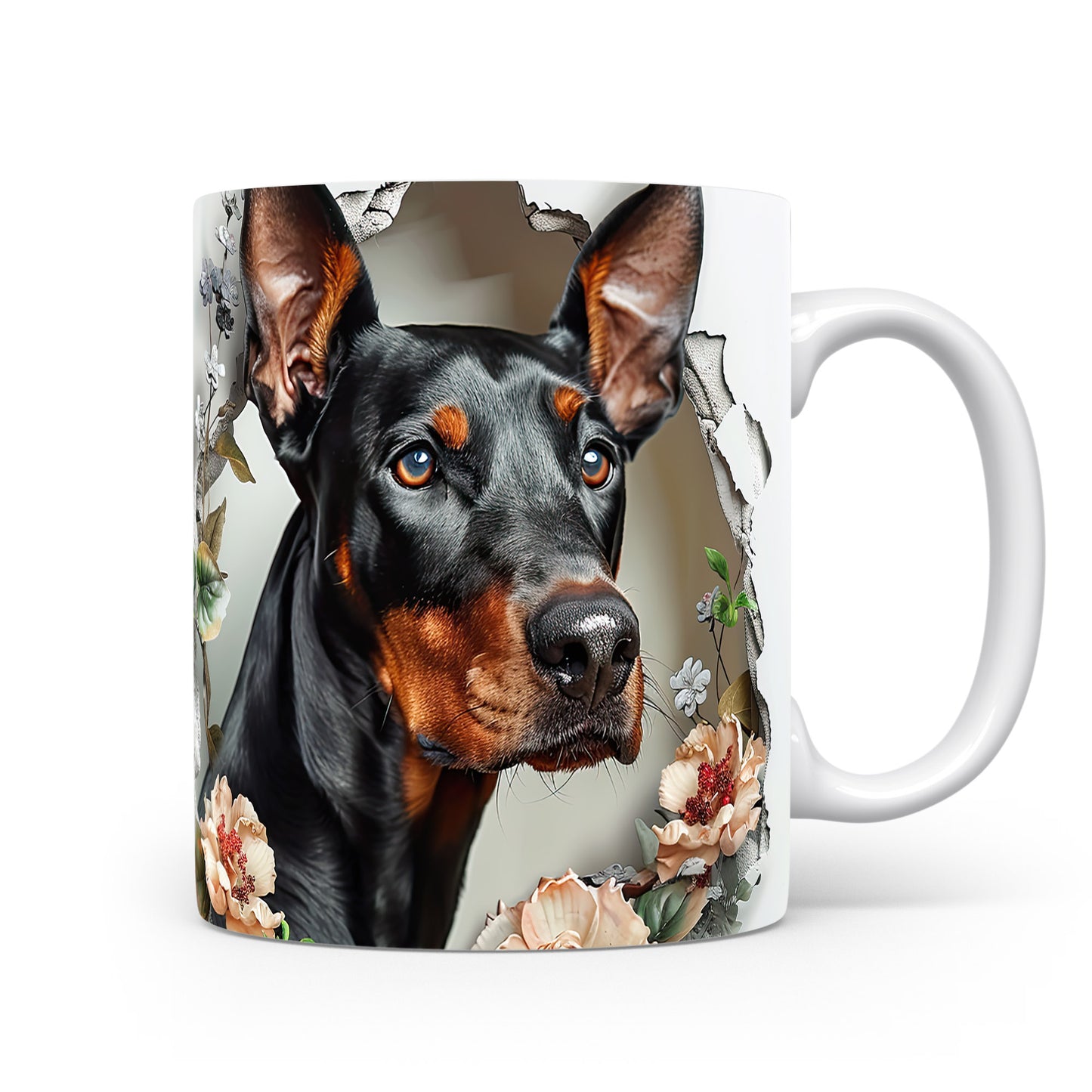 Hrnek s realistickým obrazem dobermana