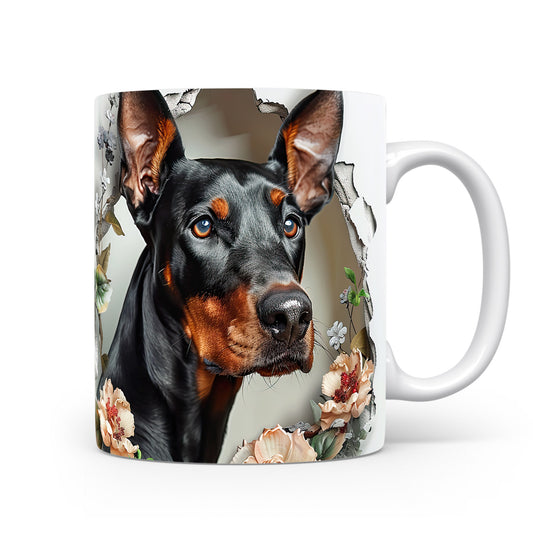 Hrnek s realistickým obrazem dobermana