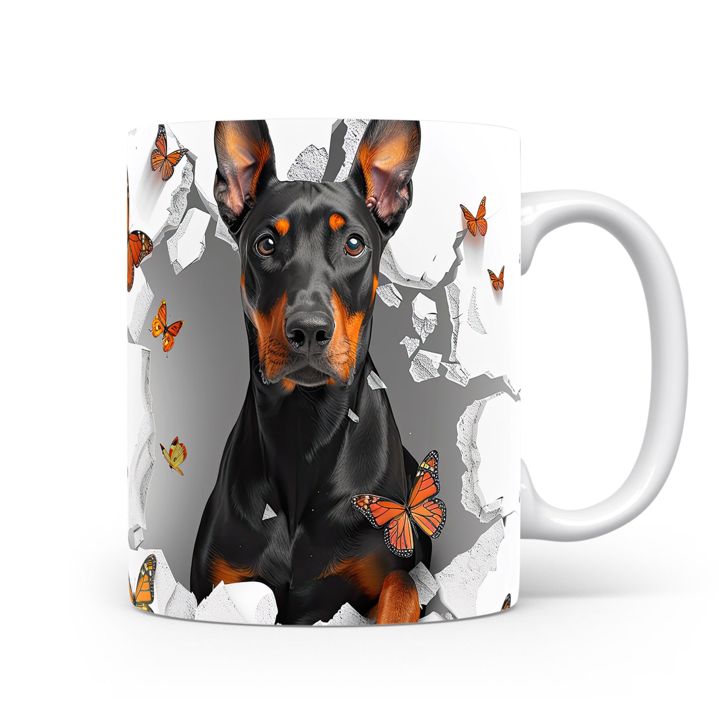 Hrnek s dobromyslným dobermanem