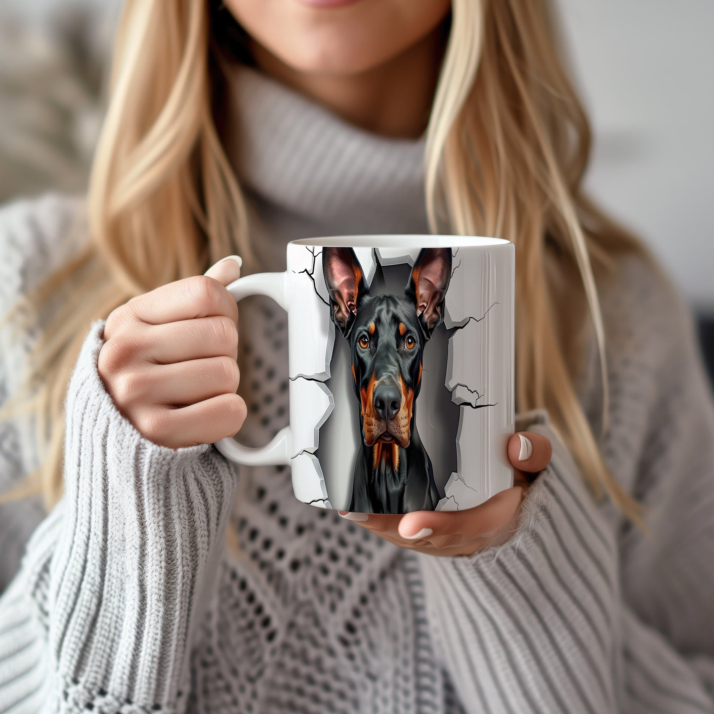 Hrnek s realistickým dobermanem