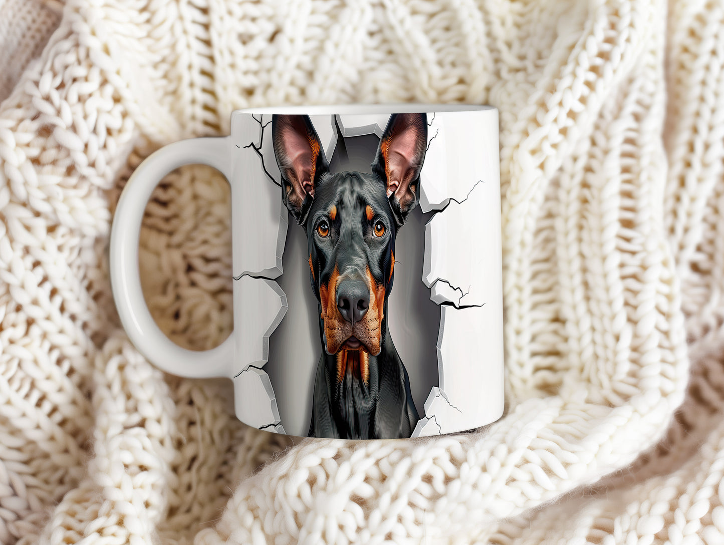 Hrnek s realistickým dobermanem
