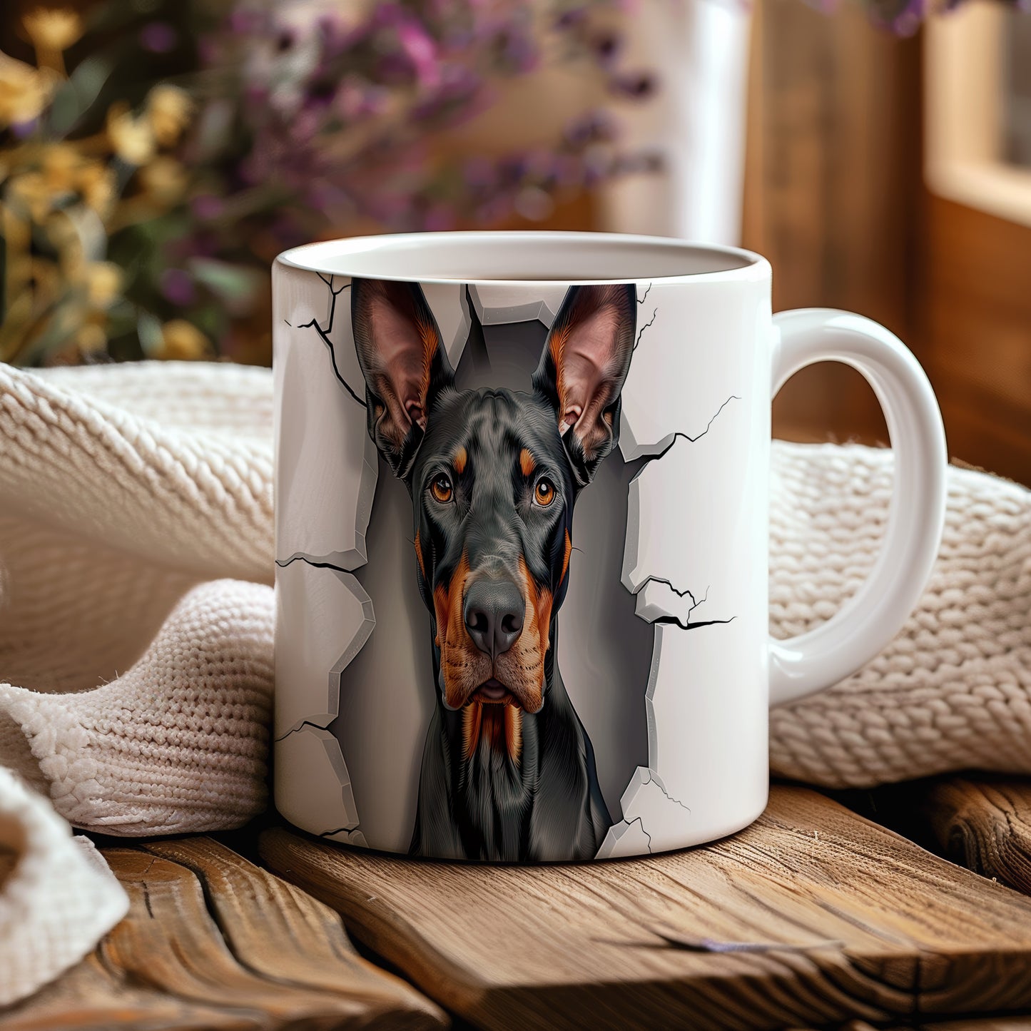 Hrnek s realistickým dobermanem