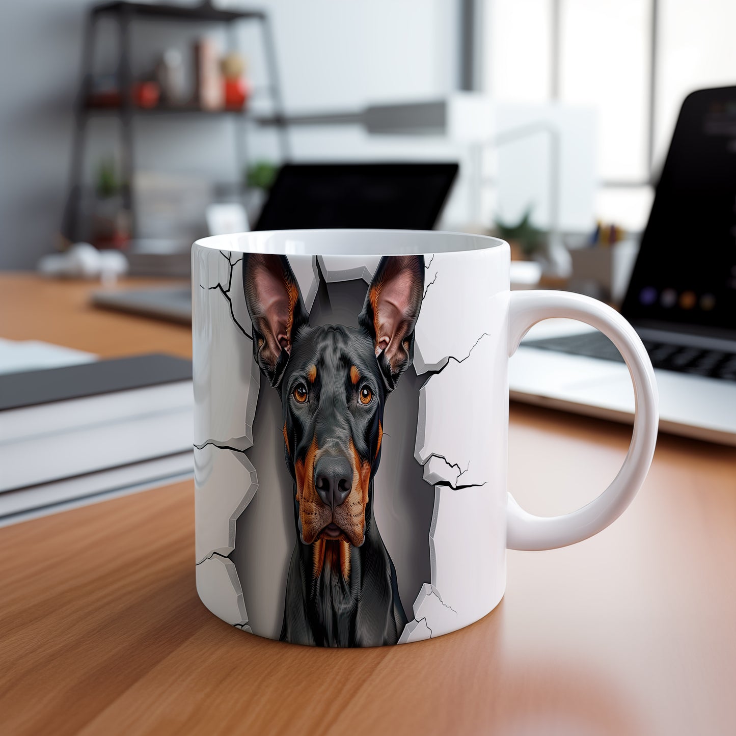 Hrnek s realistickým dobermanem
