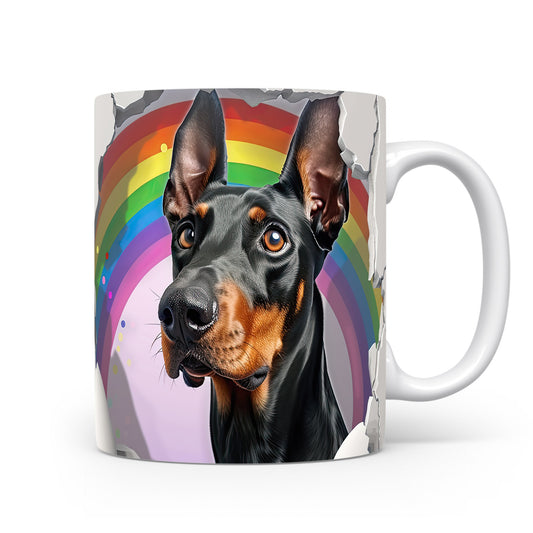Hrnek s dobermanem ovčákem a duhovým 3D efektem