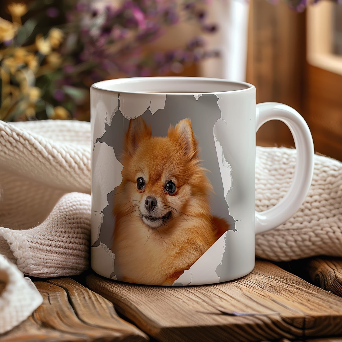 Hrnek s roztomilým pomeranianem – originálním motivem