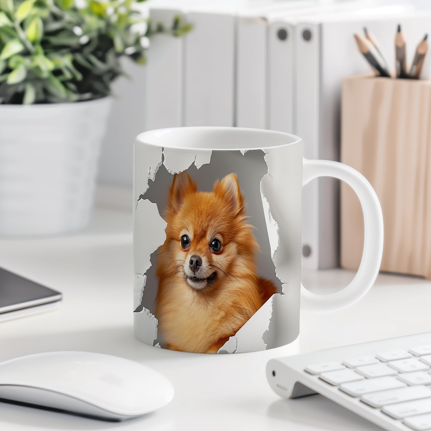 Hrnek s roztomilým pomeranianem – originálním motivem