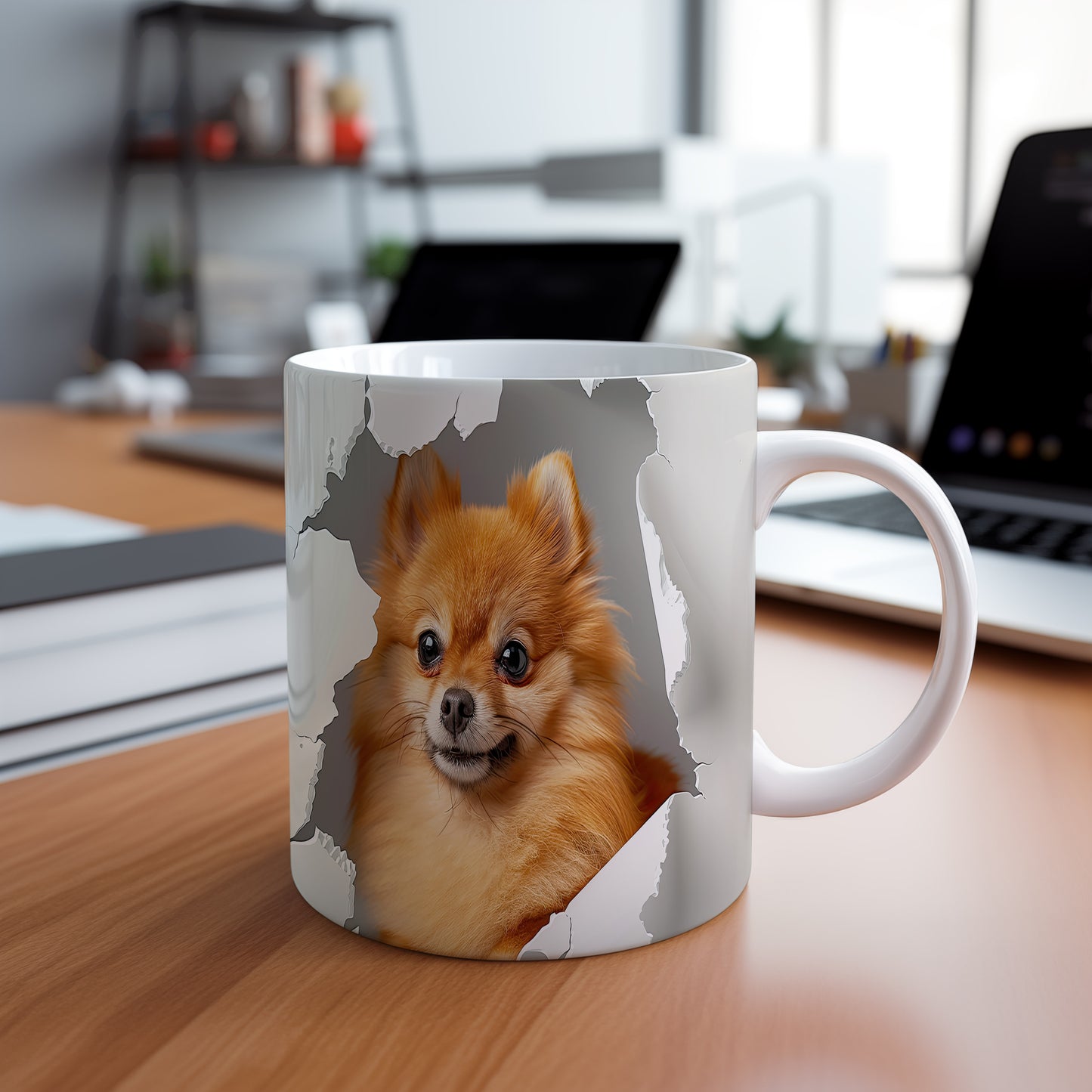 Hrnek s roztomilým pomeranianem – originálním motivem