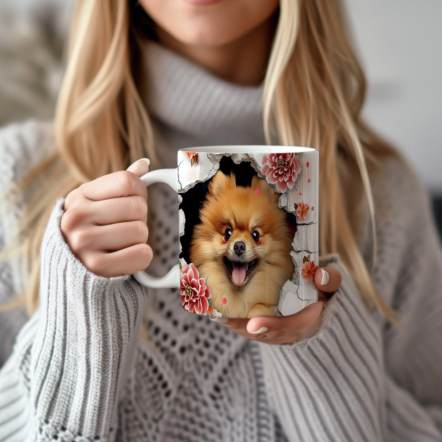 Hrnek s roztomilým pomeranianem – malířským vzhledem
