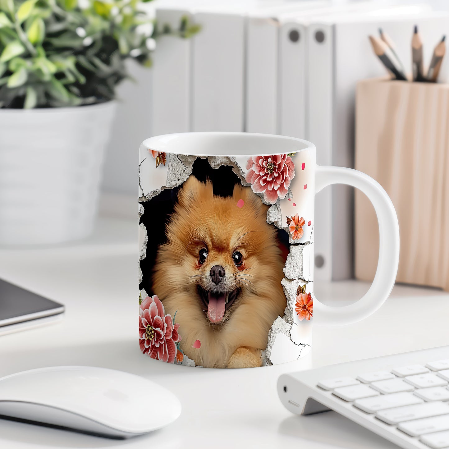 Hrnek s roztomilým pomeranianem – malířským vzhledem