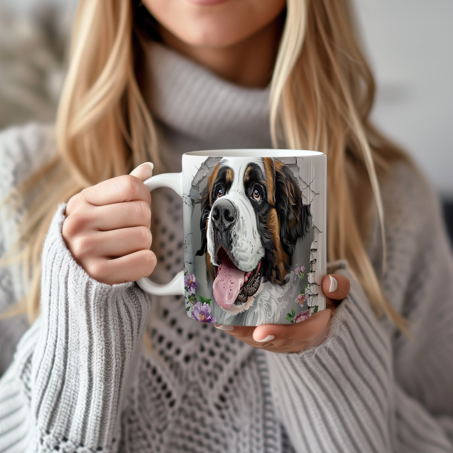 Hrnek s realistickým motivem psa plemene St. Bernard