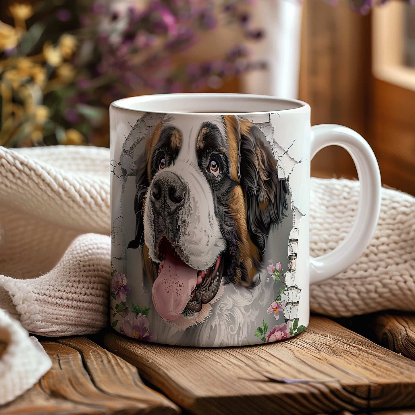 Hrnek s realistickým motivem psa plemene St. Bernard