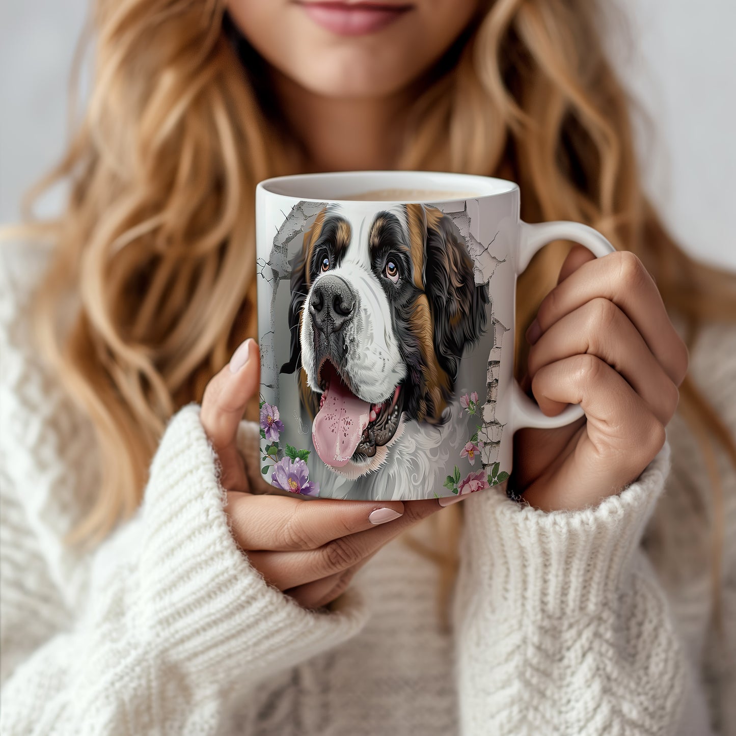 Hrnek s realistickým motivem psa plemene St. Bernard