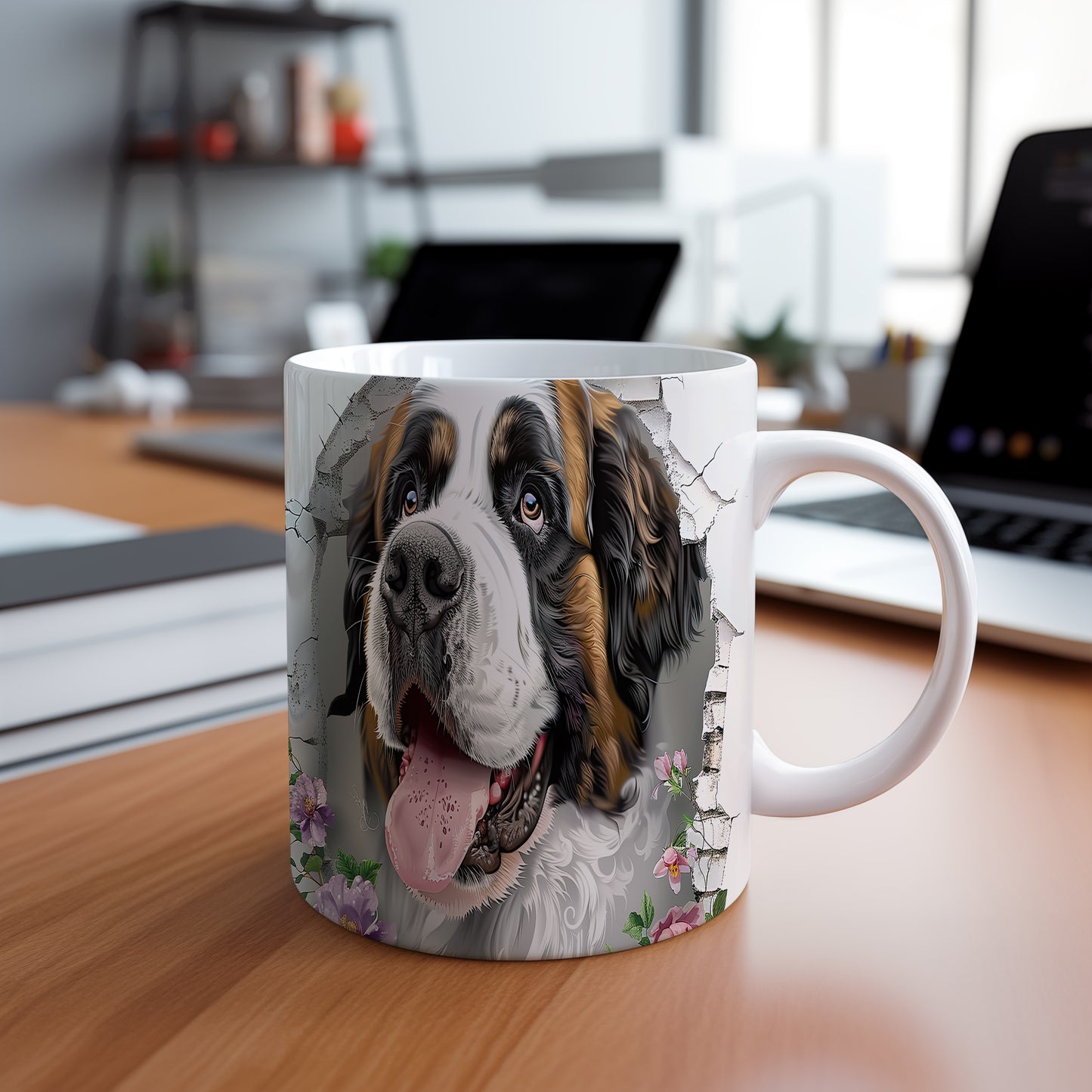 Hrnek s realistickým motivem psa plemene St. Bernard