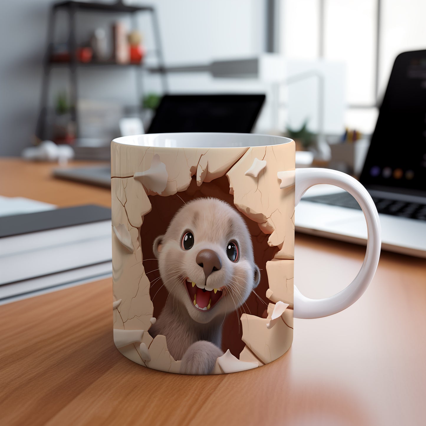Hrnek s roztomilou vydrou 3D efektem