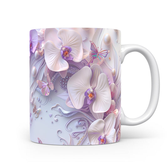 Hrnek se jemnými orchidejemi