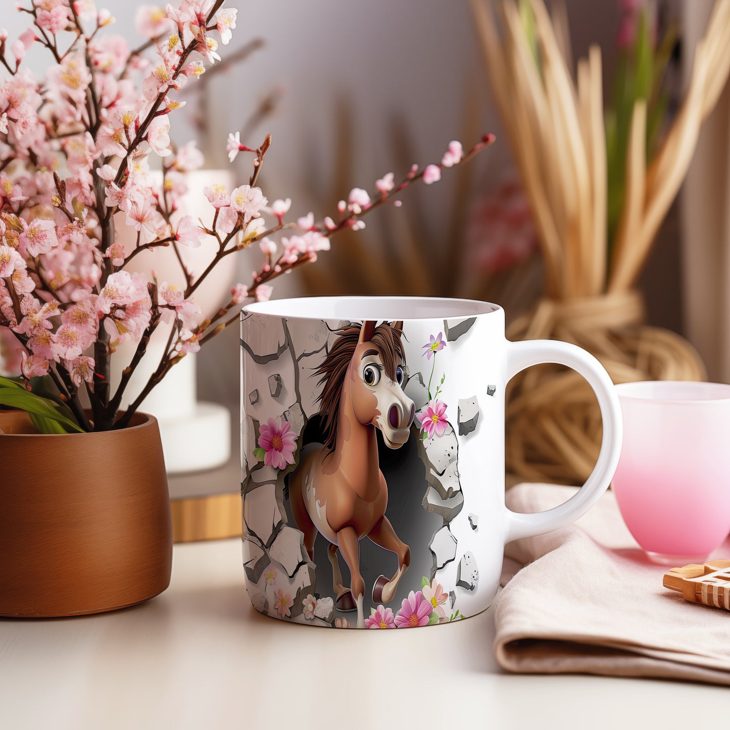 Hrnek s ilustrací koně 3D efektem