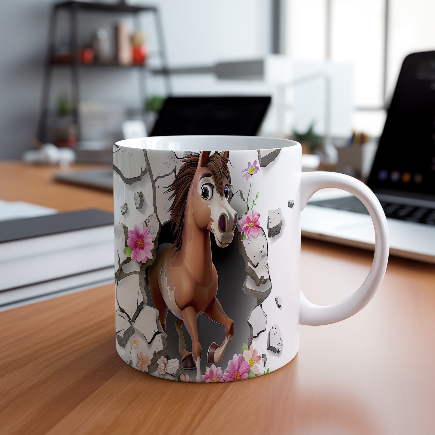 Hrnek s ilustrací koně 3D efektem
