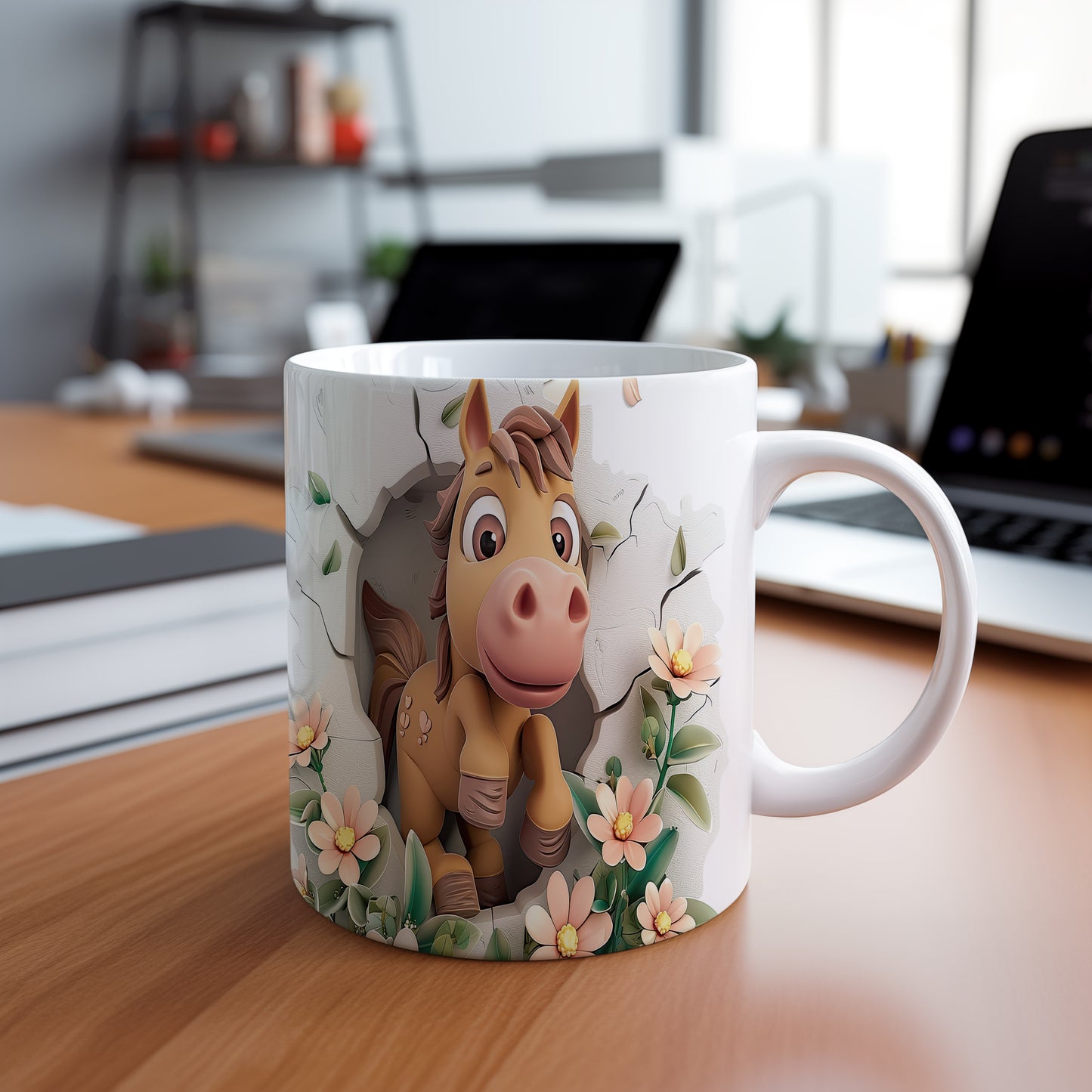 Hrnek s roztomilým koníkem 3D efektem