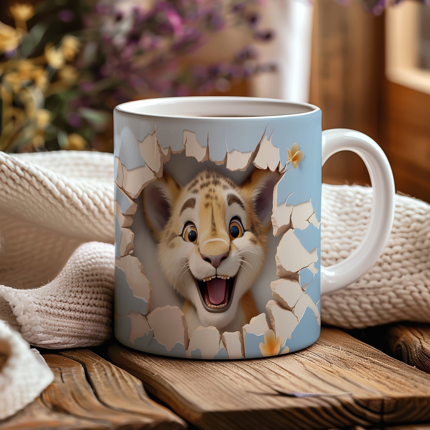 Hrnek s veselým leopardským výrazem