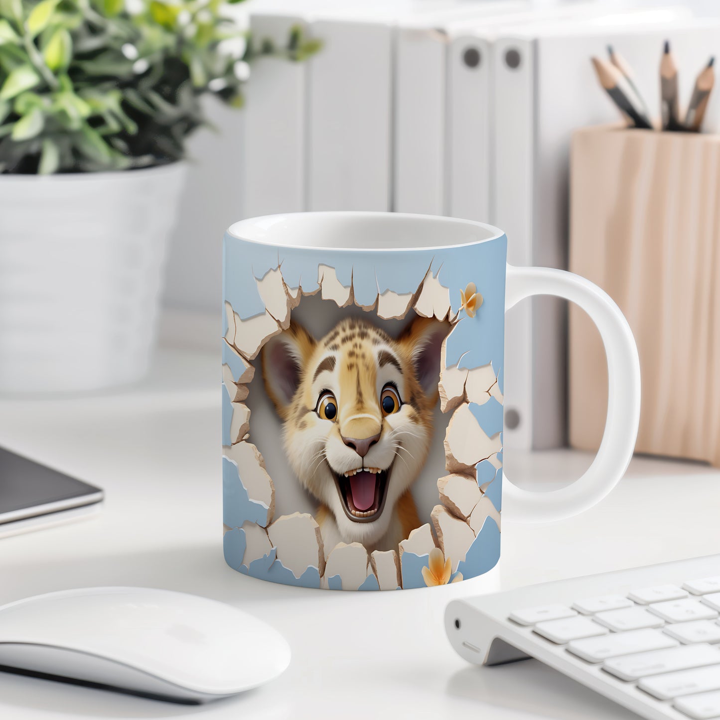 Hrnek s veselým leopardským výrazem