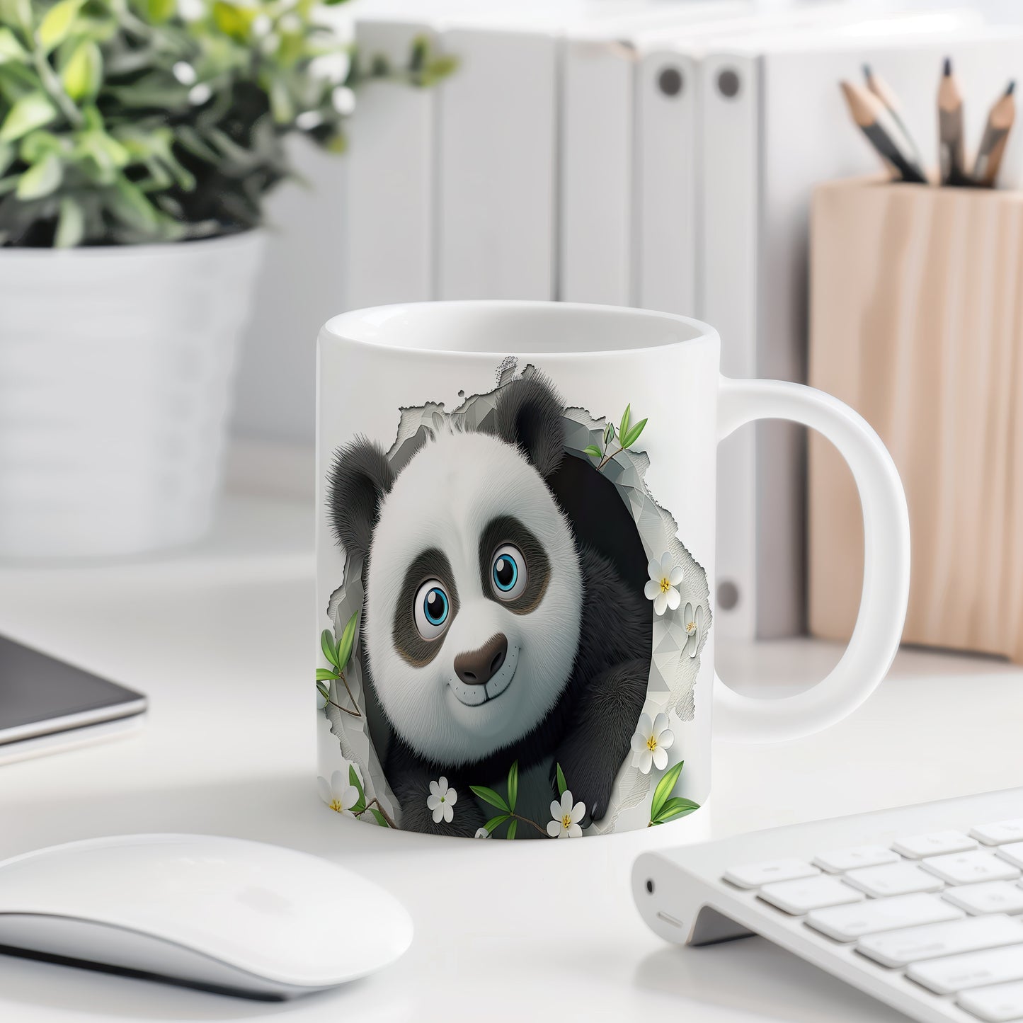 Hrnek s roztomilým pandím obličejem – 3D efektem