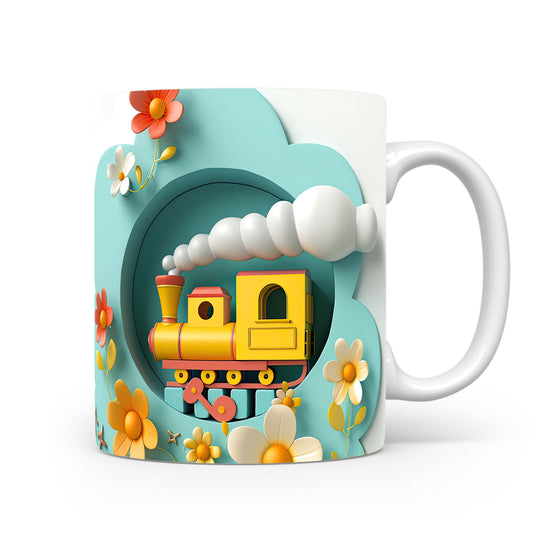 Hrnek s barevným vlakem