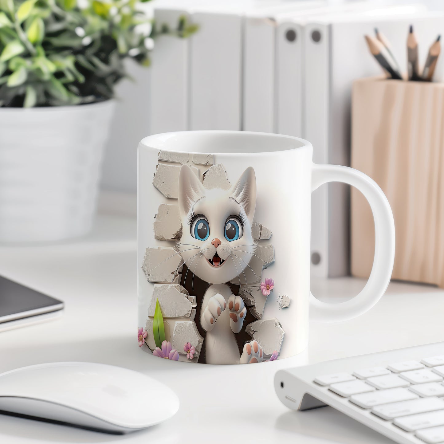 Hrnek s roztomilou kočičkou 3D efektem – 3D efektem