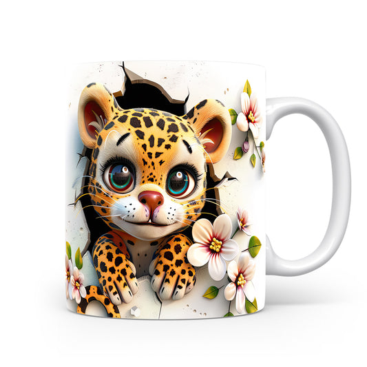 Hrnek s roztomilým leopardským mládětem a 3D efektem