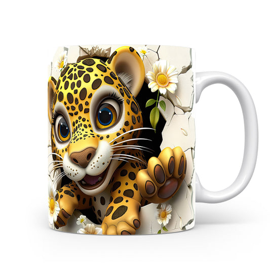 Hrnek s roztomilým leopardem – černobílým motivem
